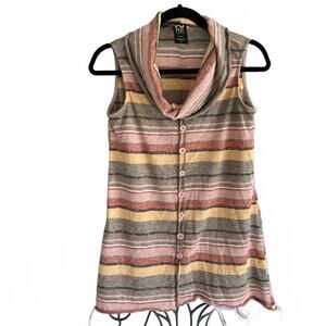 PURE essence Women's Sleeveless Striped Top with Cowl Neck - Small